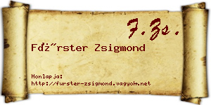 Fürster Zsigmond névjegykártya